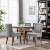 Ultra Side Dining Chair,Thickened Fabric Chairs With Neutrally Toned Solid Wood Legs, Bronze Nail Head (Set of 2) - Gray - Image 15