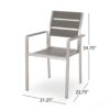 Dreamlan - Outdoor Aluminum Dining Chair With Faux Wood Seat (Set of 2) - Gray / Silver - Image 3