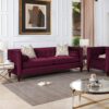 Jack - Modern Tuxedo Tufted Sofa - Burgundy - Image 11
