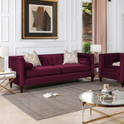 Jack - Modern Tuxedo Tufted Sofa - Burgundy