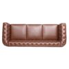 Rolled Arm Chesterfield Three Seater Sofa - Brown - Image 8