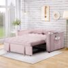 Multi Functional Sofa Bed With Cup Holder And USB Port For Living Room Or Apartments - Pink - Image 7