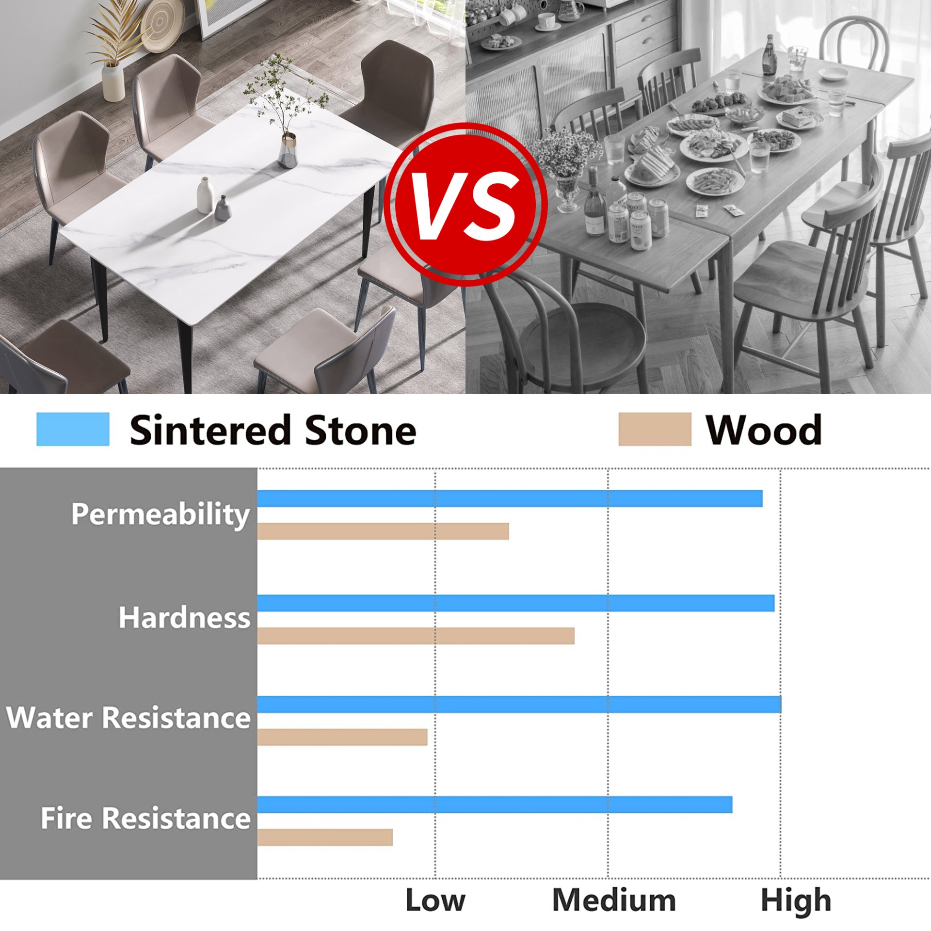 63" Modern Artificial Stone White Straight Edge Black Metal Leg Dining Table, 6 People - White / Black - Image 10