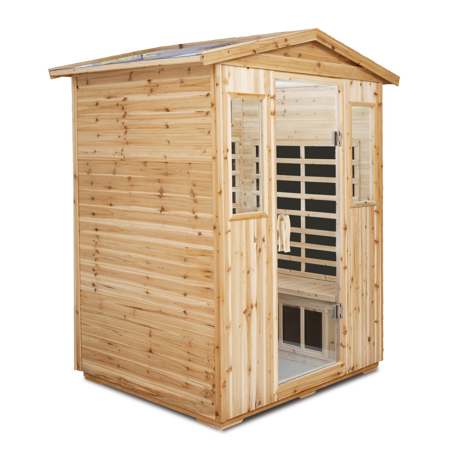 4 Person Old Fir Far Infrared Outdoor Sauna Room - Natural - Image 9