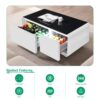 Modern Smart Coffee Table With Built-In Fridge, Bluetooth Speaker, Wireless Charging, Touch Control Panel, USB Ports, Outlet Protection, Atmosphere Light - White - Image 6