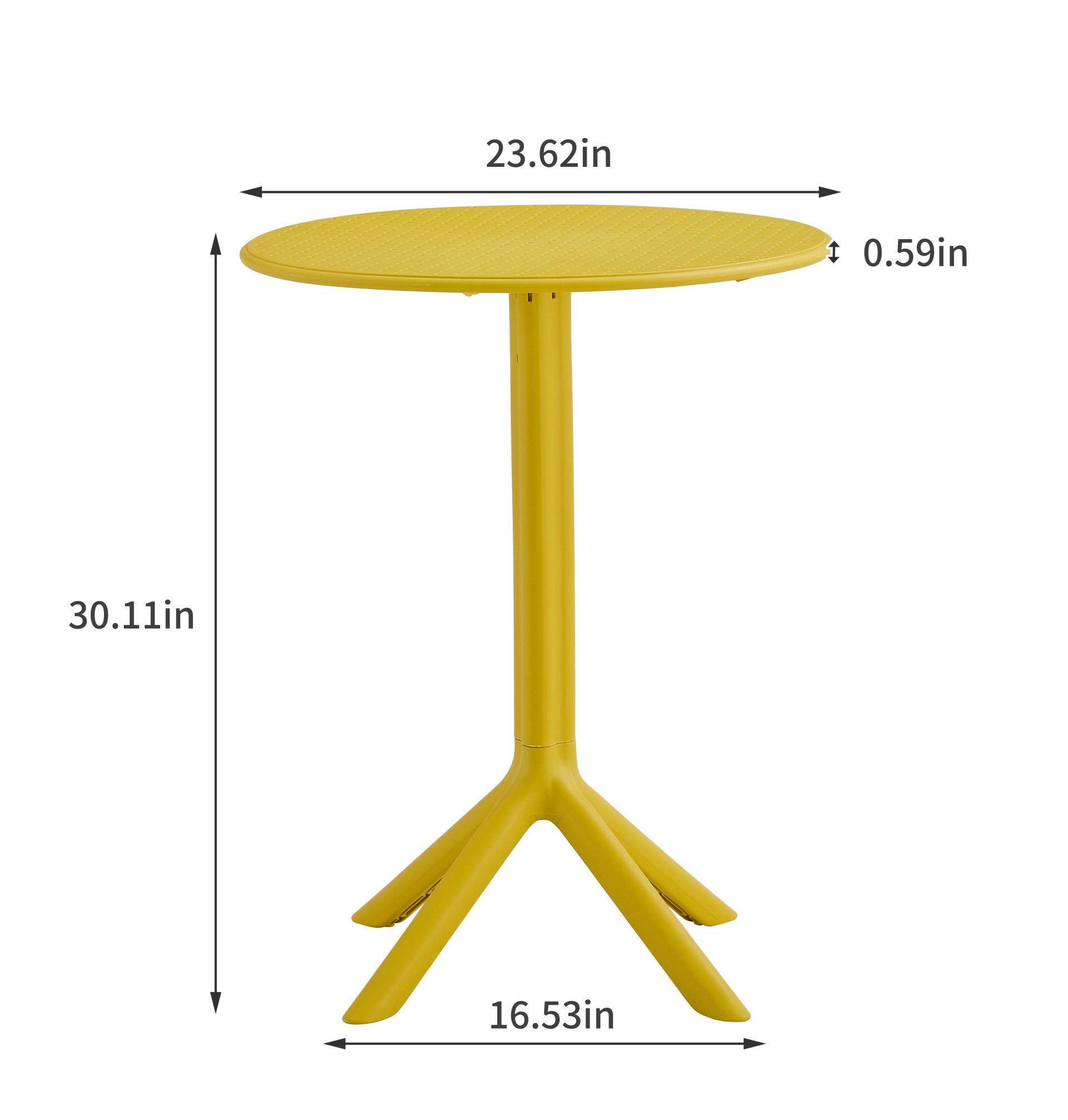 3 Piece Plastic Arm Chair Bistro Grs Premium Ocean Plastic - Mustard - Image 3