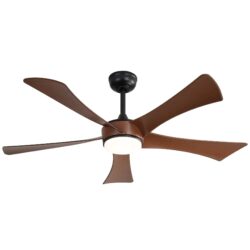 Modern Ceiling Fan With 3 Color Dimmable 5 ABS Blades Remote Control Reversible DC Motor With LED Light - Black