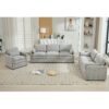 Cozy Upholstered Sofa Set Oversized Comfy Cloud Sofa Double Cushion Sofa Group Plush Cushion Sofa Couch For Living Room - Light Gray - Image 2