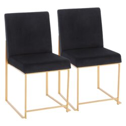 Fuji - Contemporary, High Back Dining Chair (Set of 2) - Gold / Black