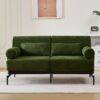 Modern Loveseat Sofa 2 Seater With USB Ports, Cylindrical Armrests - Green - Image 6
