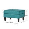 Tufted Waffle Stitch Upholstered Storage Ottoman With Wood Legs - Teal - Image 3