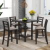 Wooden Counter Height Dining Set With Padded Chairs And Storage Shelving - Espresso - Image 2
