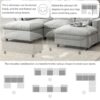 Modular Sectional With Storage Pockets, 5 Seat U Shaped Couch Set With Pillows, Free Combination Modern Cloud Sofa With 2 Movable Ottoman - Medium Gray - Image 17