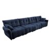 Modern 4 Seater Sofa Frame In Premium, High Resilience Cushions, Versatile Seating - Blue - Image 16