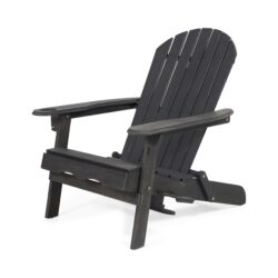 Zenithia - Outdoor Foldable Adirondack Chair With 2 Cup Holders - Dark Gray