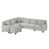 Modern U Shaped Sectional Sofa With Movable Ottoman And Side Storage Pockets Corduroy - Gray - Image 15