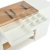 Modern Luxury Multi-Functional Island Vanity Dresser And Storage Cabinet With Glass Tabletop, Display Shelf, 6 Drawers For Walk In Wardrobe And Bedroom - Cream White - Image 10