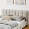 Modern Queen Size Upholstered Bed Frame With Headboard And Storage Drawer - Beige - Image 9