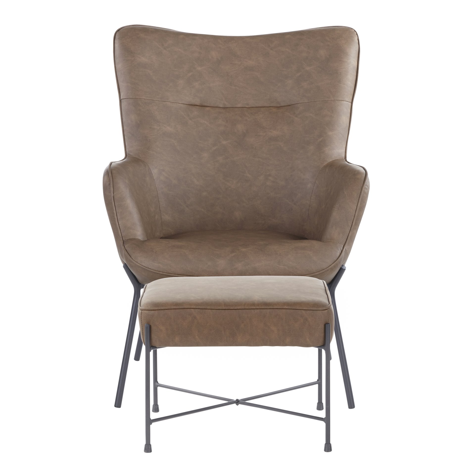 Izzy - Industrial Lounge Chair / Ottoman Set - Black / Espresso - Image 5