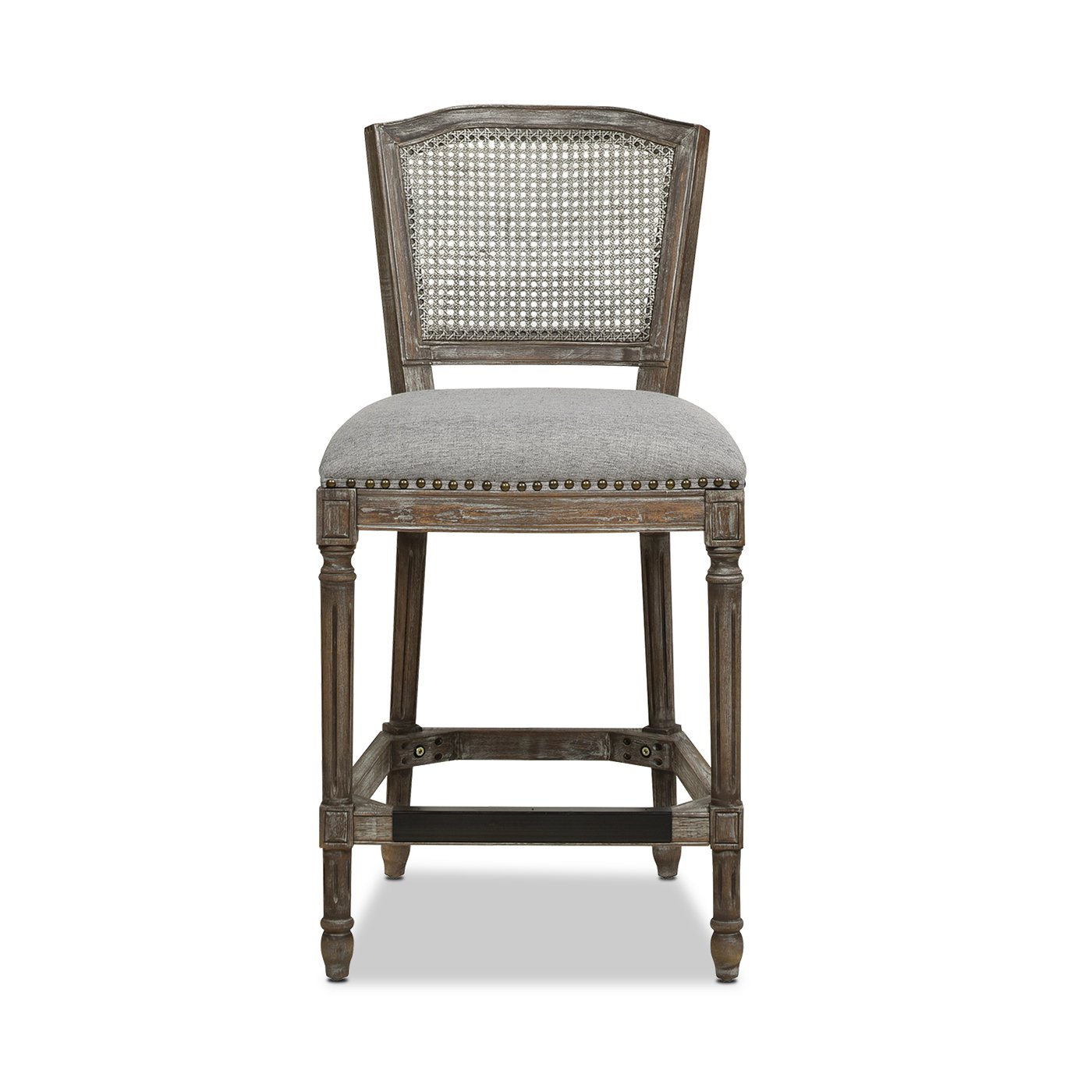 Triomphe - Rattan Wicker High Back Armless Counter Bar Stool - Heathered Gray - Image 10