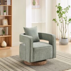 Swivel Accent Open Back Chair Modern Comfy Sofa Chair With Weathered Base For Living Room, Club Chair Leisure Arm Chair For Lounge - Pale Green