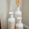 Floor Metal Vase Modern Style Decoration Home Metal Vase 3 Piece Set Gorgeous Home Decoration Large Glazed Metal Vase - Gold / White - Image 13