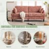 Modern Chenille 2 Seater Sofa With LED Light, USB Port, And Storage Bag - Pink - Image 7