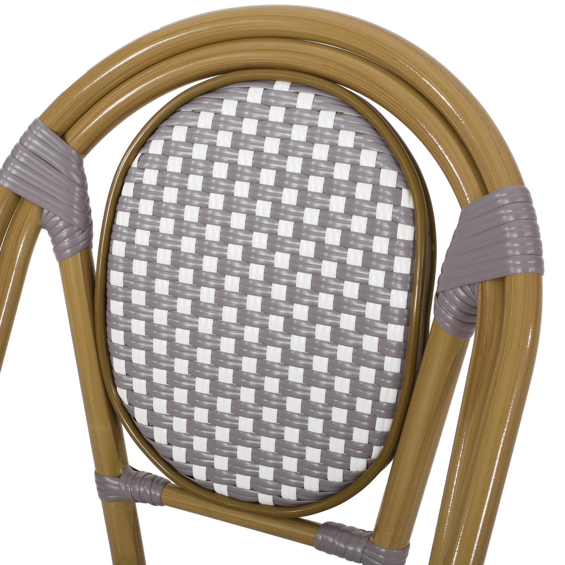 French Bistro Chair Set Outdoor Cafe Style - White / Gray - Image 11