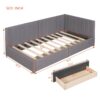 Twin Size Upholstered Daybed With 2 Storage Drawers, Sofa Bed Frame No Box Spring Needed - Gray - Image 11