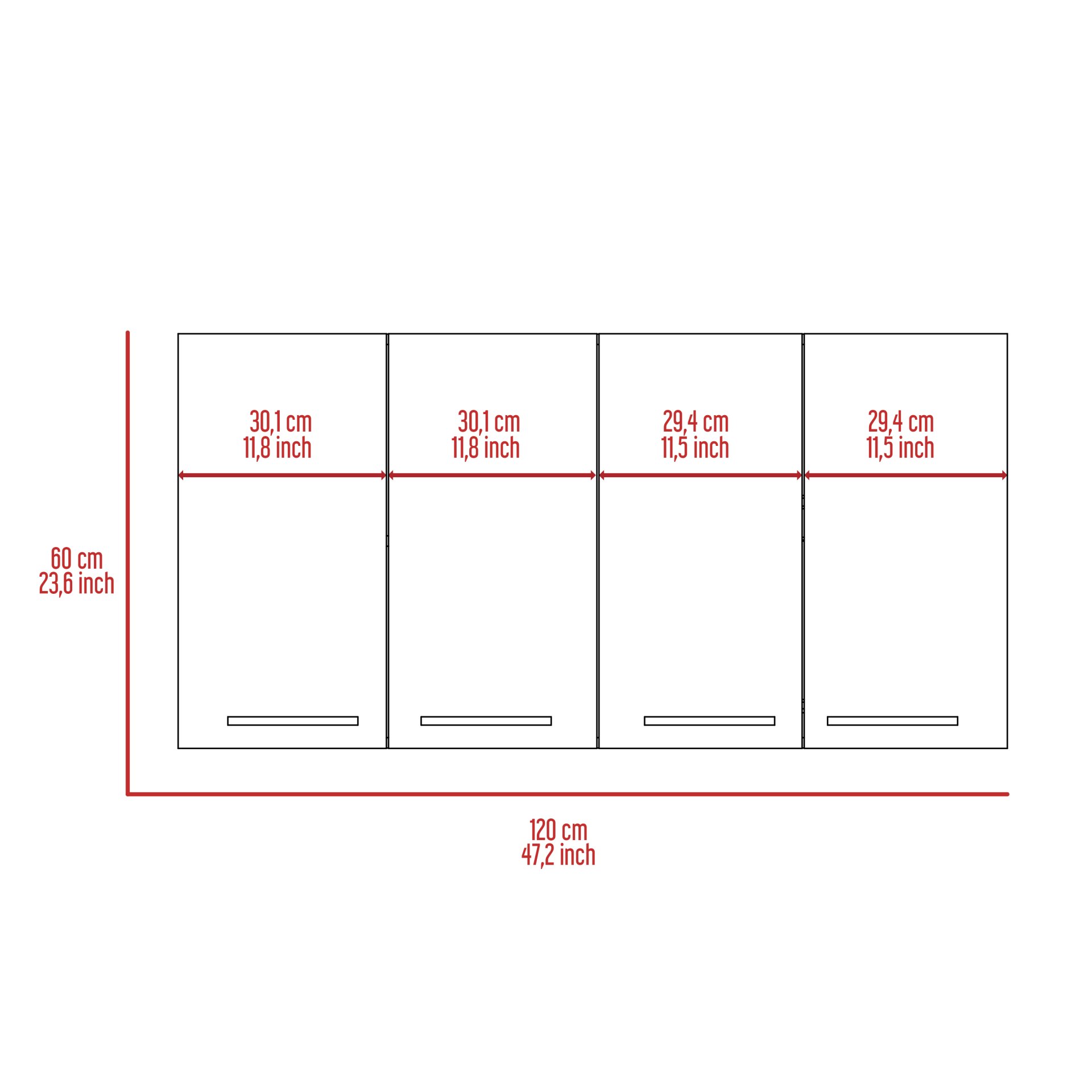 Wall Cabinet Four Doors, With Two Internal Shelves And Internal Plate And Glass Organizer - White - Image 7