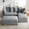 Modern L Shaped Sectional Sofa With Storage, Movable Ottoman, And Throw Pillows - Gray - Image 12