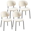 Boucle Dining Chairs, Modern Dining Room Chairs With Black Metal Legs, Armless Kitchen Chair For Dining Room, Living Room (Set of 4) - Beige - Image 2