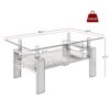 Modern Rectangular Coffee Table With Tempered Brown Glass Top And Layer Table For Living Room - Brown / Black - Image 3