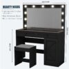 Makeup Vanity Table, Makeup Table With Large Mirror And 11 LED Light, Brightness Adjustable, Dressing Table Desk With 3 Drawers, Vanity Desk For Women (With Stool) - Black - Image 7