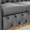 Velvet Button Tufted Sofa Couch With 2 Pillows 3 Seater Luxury Chesterfield Sofa Set With Stainless Steel Accents For Living Room - Gray - Image 7