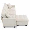 Modern Convertible Sectional L Shaped Reversible Couch Set With Free Pillows 4 Seat Suede Sleeper Sofa With Ottoman - Beige - Image 7