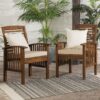 Modern 2 Piece Slat Back Patio Chairs With Cushions - Dark Brown - Image 5