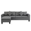 Sectional Sofa Set For Living Room With L Shape Chaise Lounge, Cup Holder And Left Or Right Hand Chaise Modern 4 Seat - Gray - Image 4