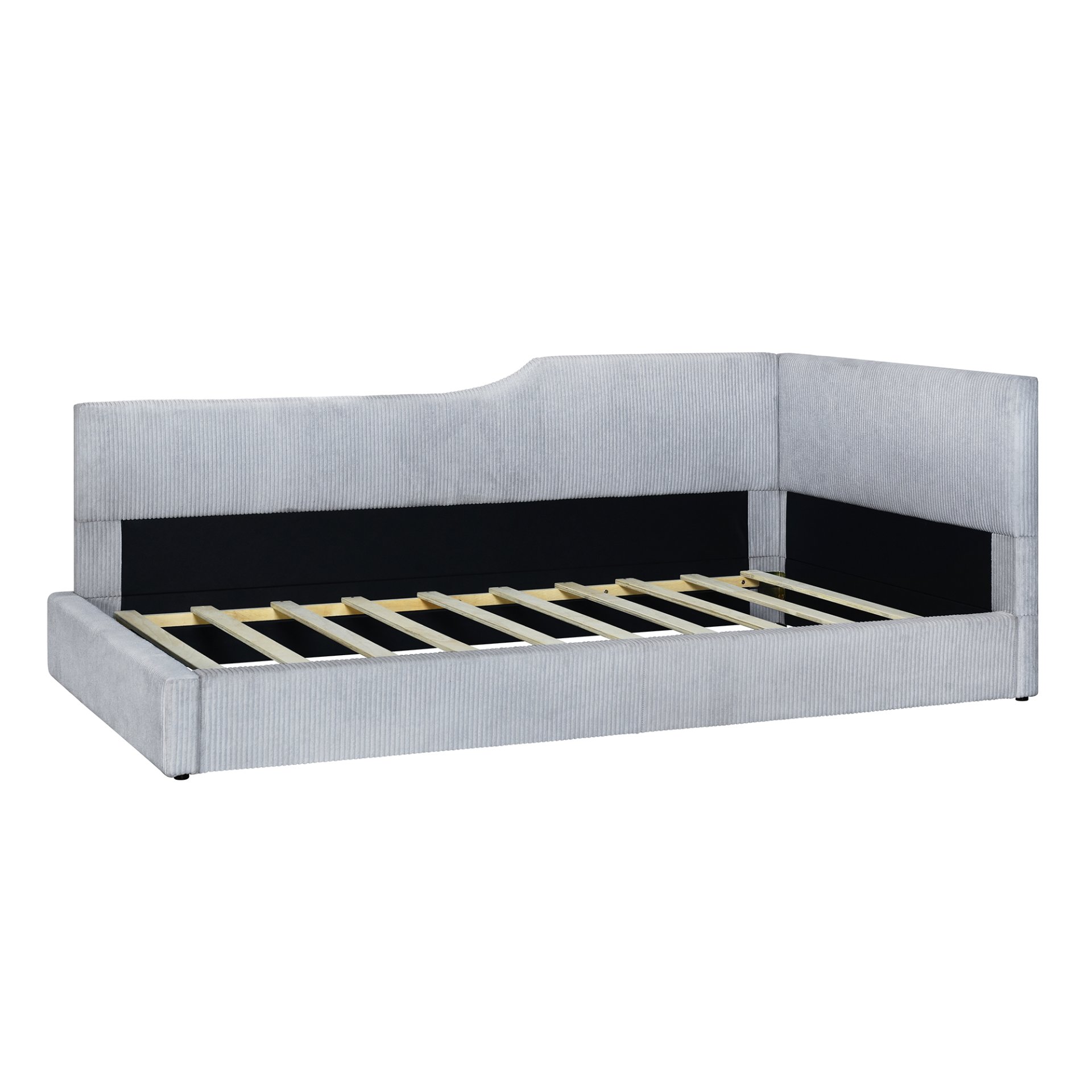 Twin Size L Shaped Upholstered Daybed - Gray - Image 3