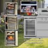 6 Burner 85, 000 Btu Deluxe Gas Outdoor Kitchen Island Grill With Wine Cooler Refrigerator, Rotisserie, Storage Cabinets & Drawers - Silver - Image 6