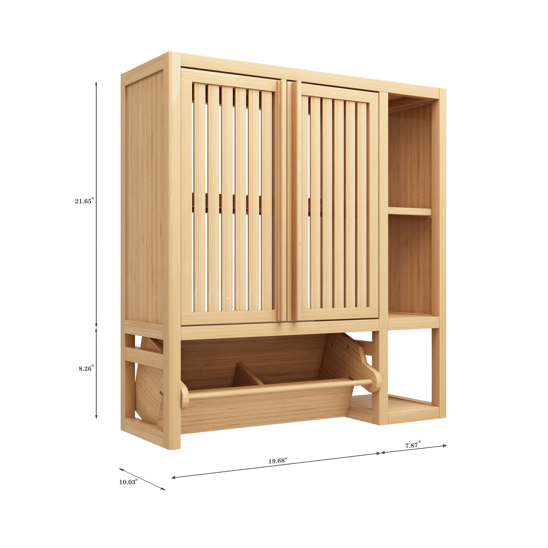 Elegant Bamboo Wall Mounted Bathroom Cabinet With Storage For Toiletries And Towels - Neutral - Image 3