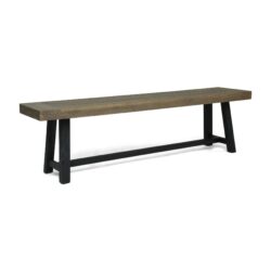Cloud - Outdoor Bench With Frame And Slat Panel Design - Sandblast Gray / Black
