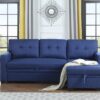 Upholstered Pull Out Sectional Sofa With Chaise - Blue - Image 13