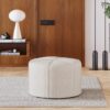Contemporary Ottoman With Tonal Piping And Button Tuft Design - Beige - Image 2