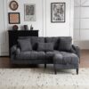 3 Seat L-Shaped Chenille Sofa With Removable And Storage Ottoman, Side Storage, And USB / C - Type Charging Ports Sofa For Living Room, Bedroom, Apartment - Antique Dark Gray - Image 5