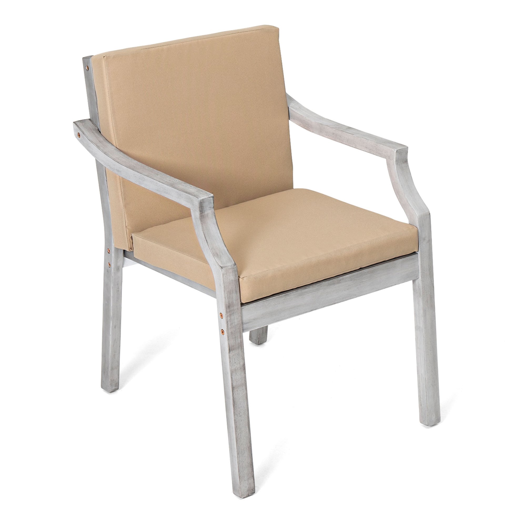 6 Person Outdoor Wooden Dining Set With Umbrella Hole And Removable Cushions For Patio - Gray - Image 17