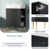 Bathroom Vanity, Combo Cabinet, Bathroom Storage Cabinet, Single Ceramic Sink, Right Side Storage - Black - Image 3