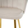 Elegant Shell Shape Off White Velvet Bar Chair Plated Metal Legs For Coffee Shops And Restaurants (Set of 2) - Gold - Image 10