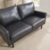 Mid Century Modern Loveseat Sofa, 2 Seater With USB & Removable Pillow Cover - Black - Image 14