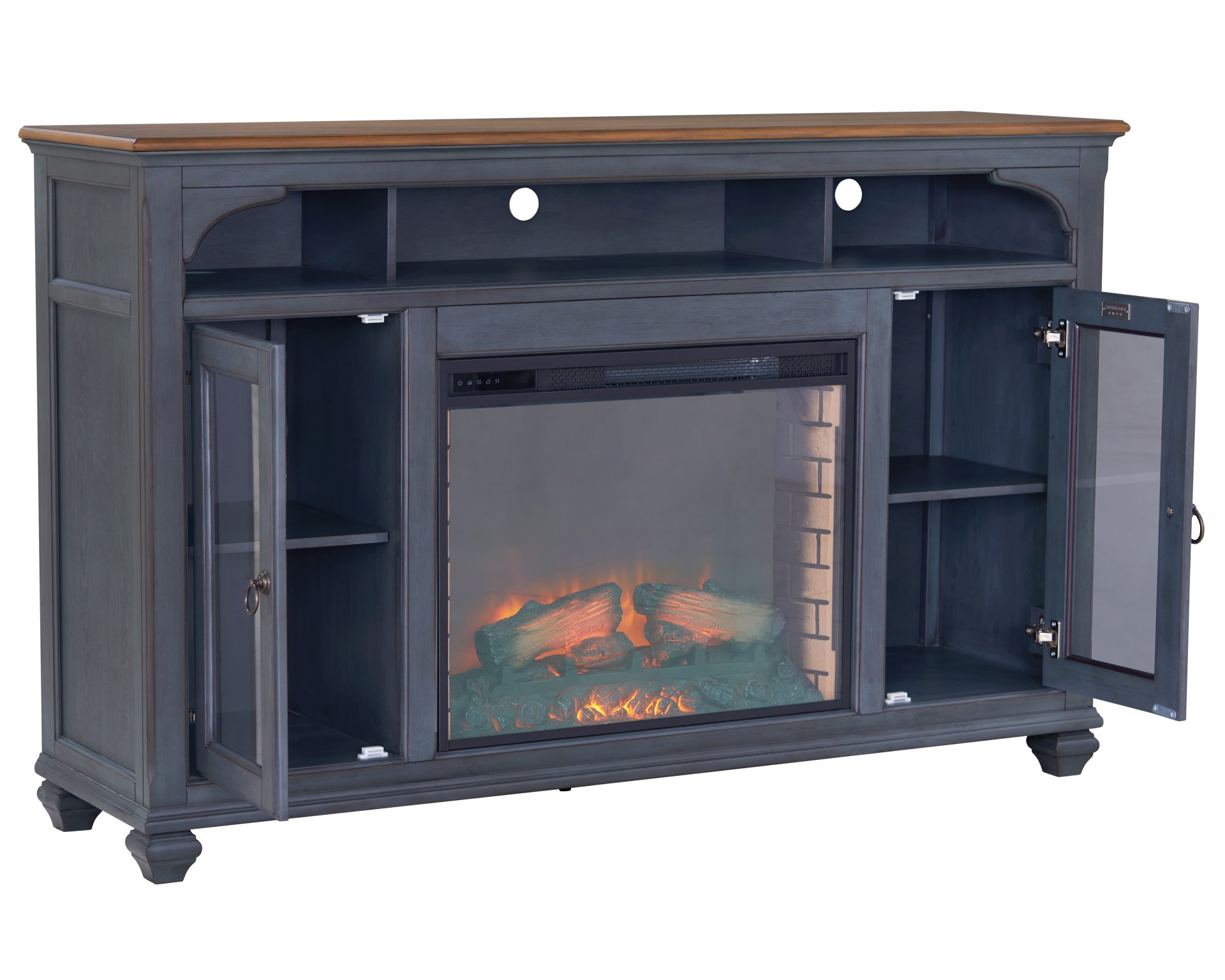 Americana - 66 In Fireplace TV Stand For TVs Up To 80" - Blue - Image 7